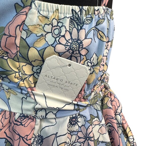 Altard State Size M Floral Spaghetti Strap Dress  Ruched Bodice & Tiered Skirt - Picture 2 of 5